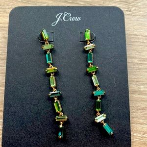 NWT J Crew Green Crystal Earrings